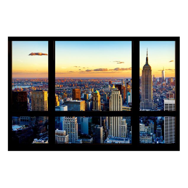 Magneetborden Window view - Sunrise New York