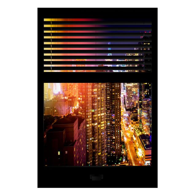 Magneetborden Window View Blinds - Manhattan at night