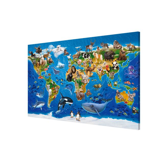Magneetborden Animal Club International - World Map With Animals