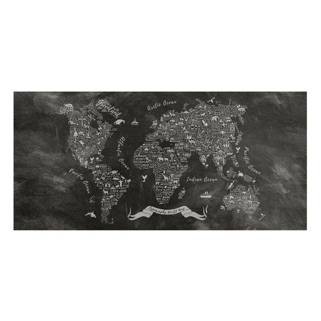 Magneetborden Chalk Typography World Map
