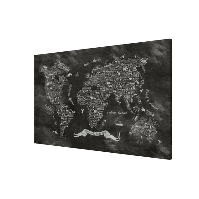 Magneetborden Chalk Typography World Map