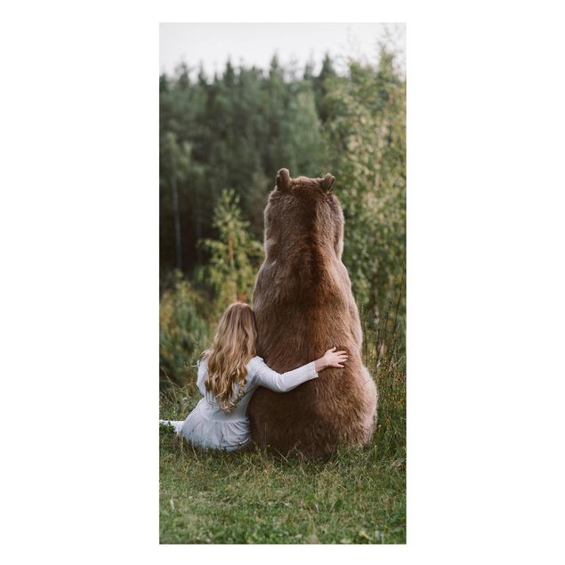 Magneetborden Girl With Brown Bear