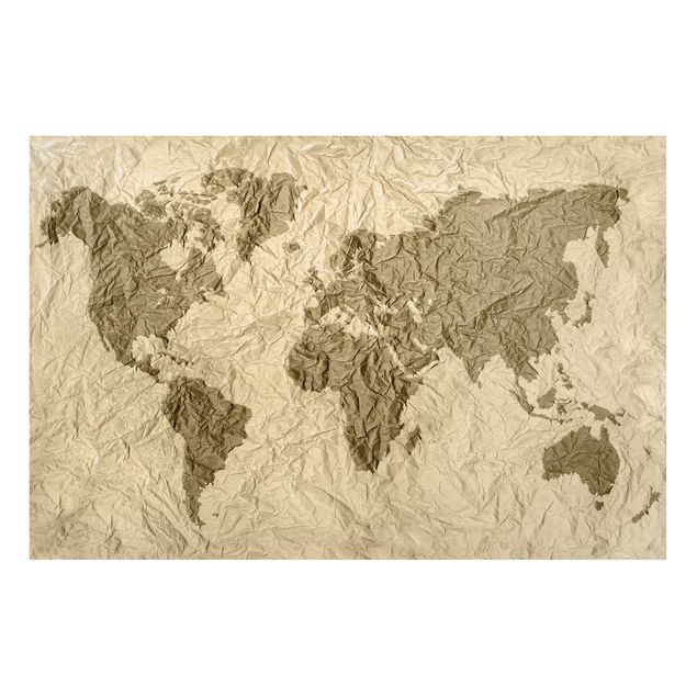 Magneetborden Paper World Map Beige Brown