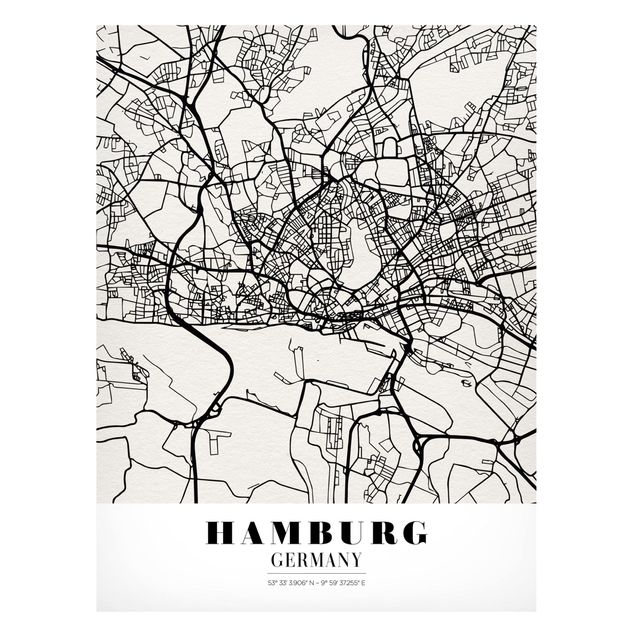 Magneetborden Hamburg City Map - Classic