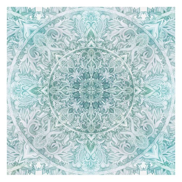 Fotobehang - Mandala Watercolour Ornament Pattern Turquoise