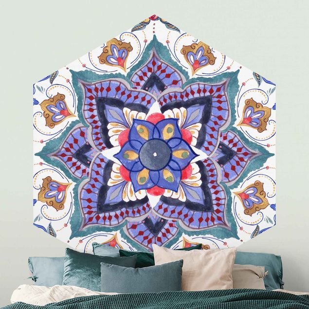 Hexagon Behang Mandala Meditation Namasté