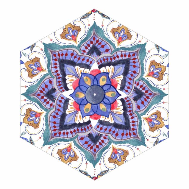 Hexagon Behang Mandala Meditation Namasté