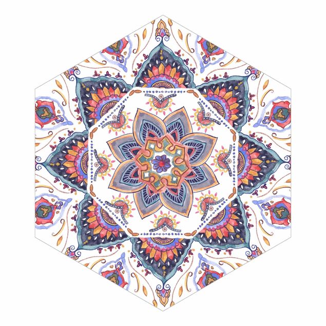 Hexagon Behang Mandala Meditation