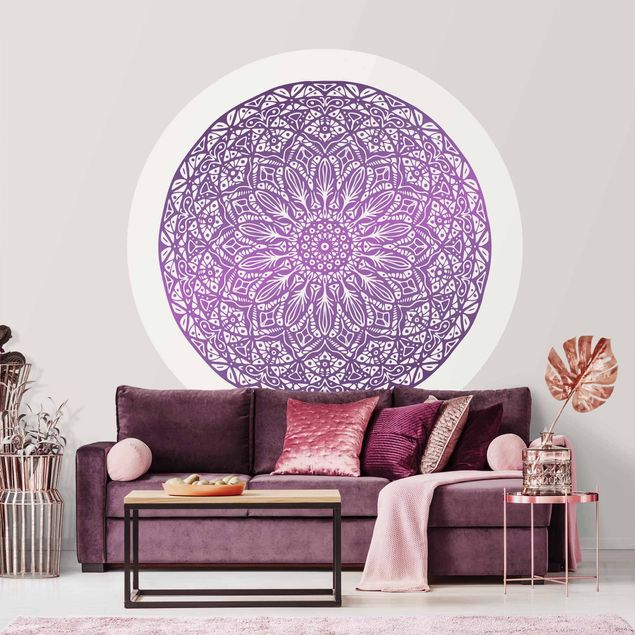 Behangcirkel Mandala Ornament In Purple
