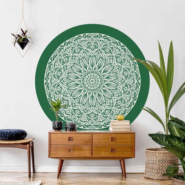 Behangcirkel Mandala Ornament Green Backdrop