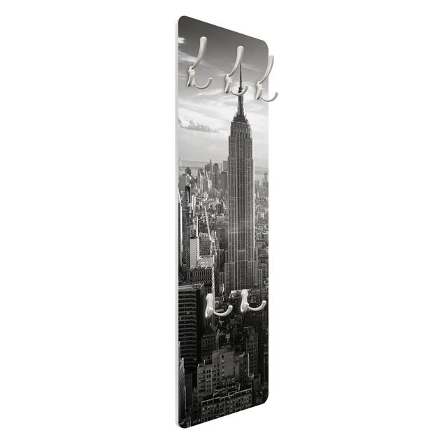 Wandkapstokken houten paneel Manhattan Skyline