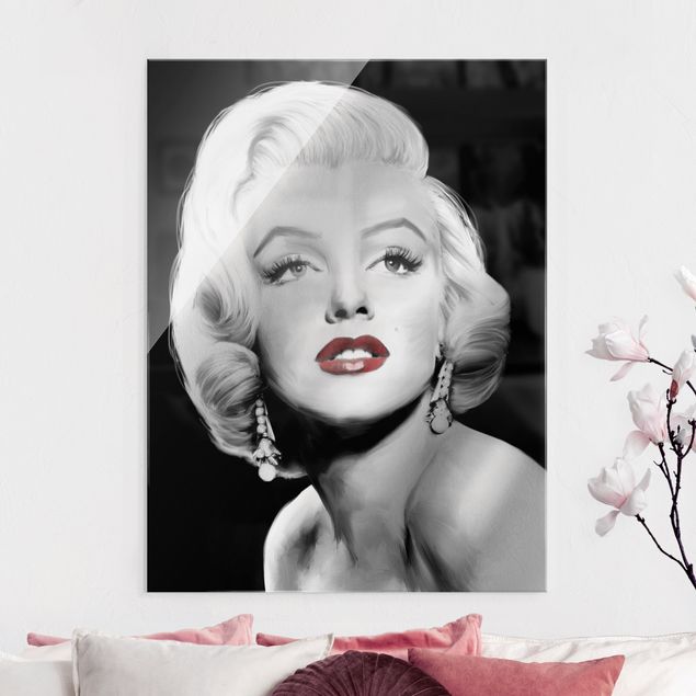 Glas Magnetboard Marilyn With Earrings