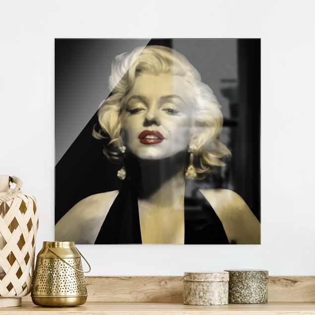 Glas Magnettafel Marilyn With Red Lips