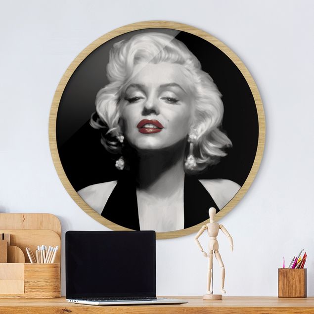 Gerahmte Bilder Rund Marilyn With Red Lips