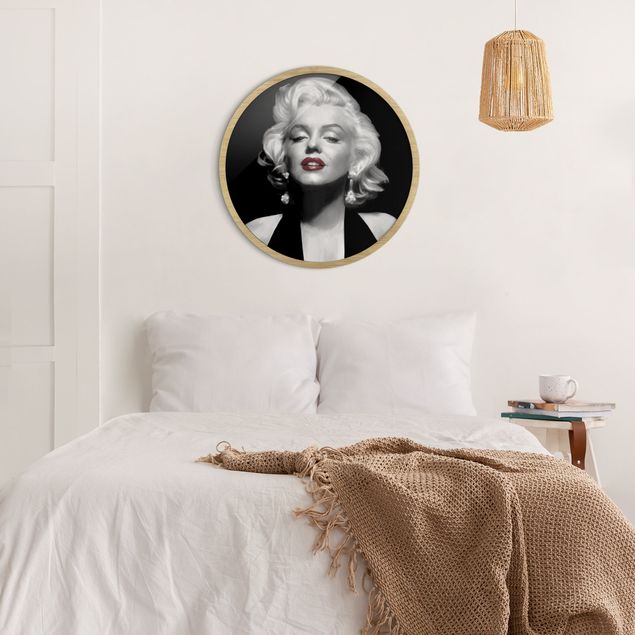 Rond schilderijen Marilyn con labbra rosse