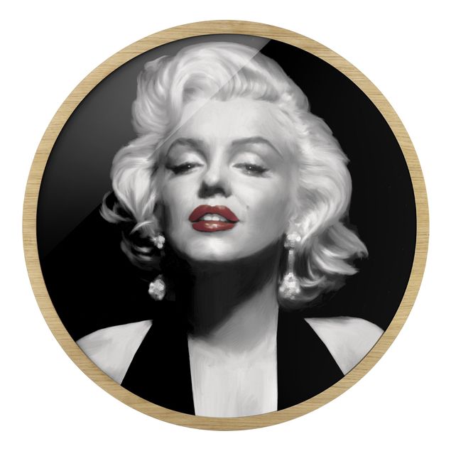 Rond schilderijen Marilyn con labbra rosse