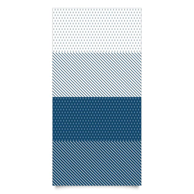 Meubelfolien - Maritime Anchor Stripes Set - Polar White Prussian Blue