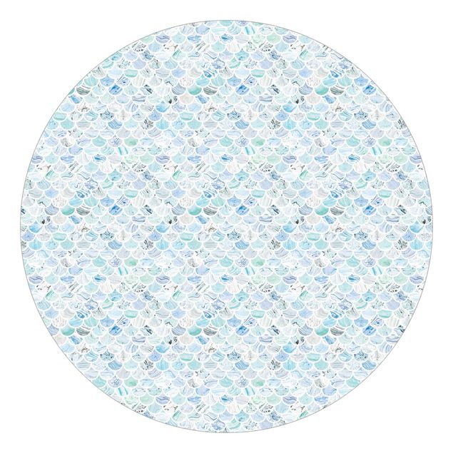 Behangcirkel Marble Pattern Sea Blue
