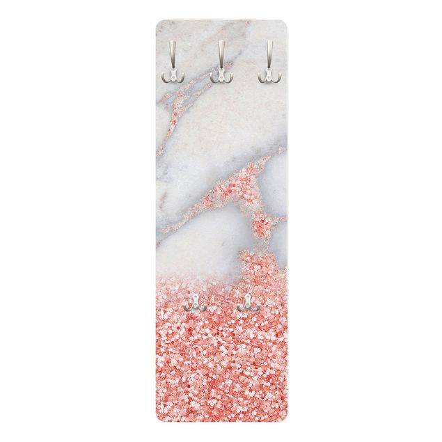 Wandkapstokken houten paneel Marble Look With Pink Confetti