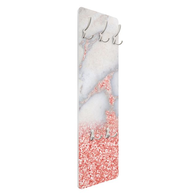 Wandkapstokken houten paneel Marble Look With Pink Confetti