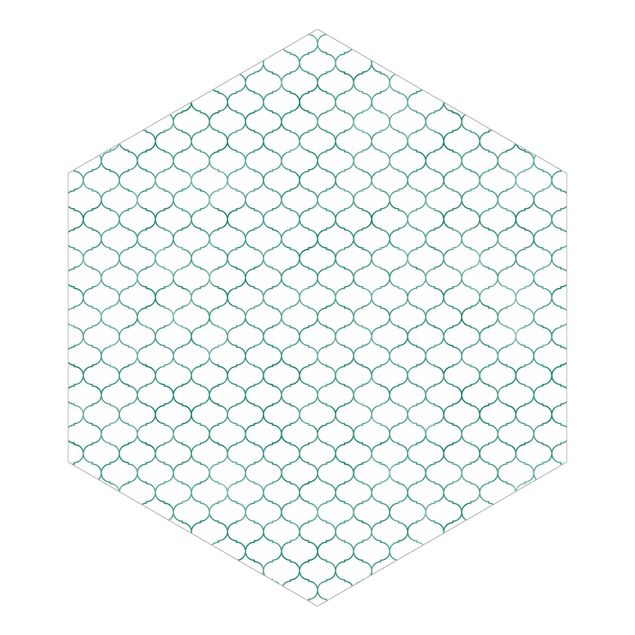 Hexagon Behang Moroccan Watercolour Line Pattern