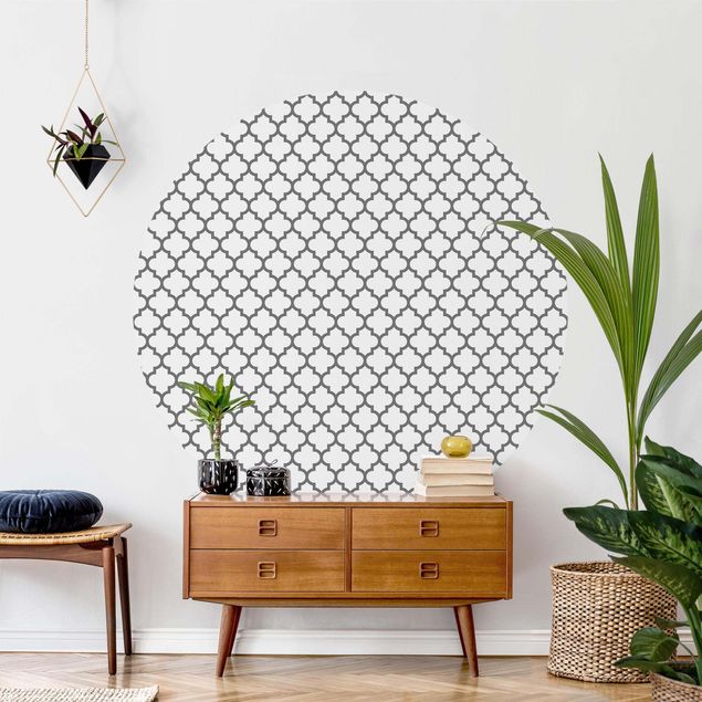 Behangcirkel Moroccan Pattern With Ornaments Grey