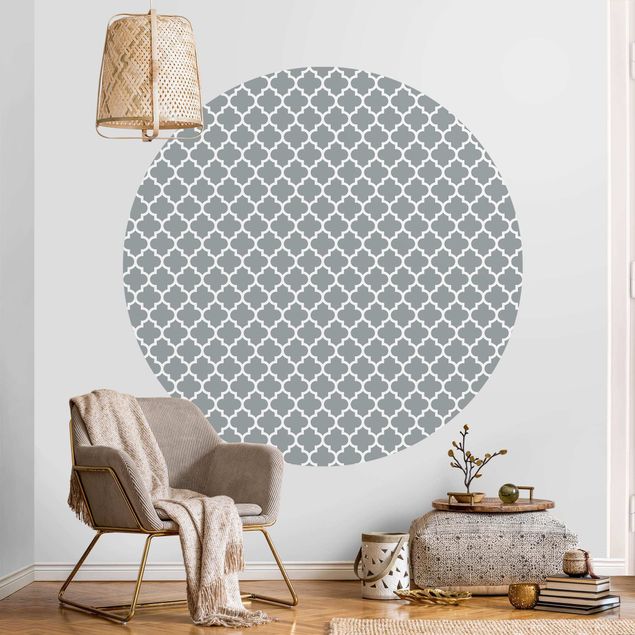 Behangcirkel Moroccan Pattern With Ornaments In Front Of Grey