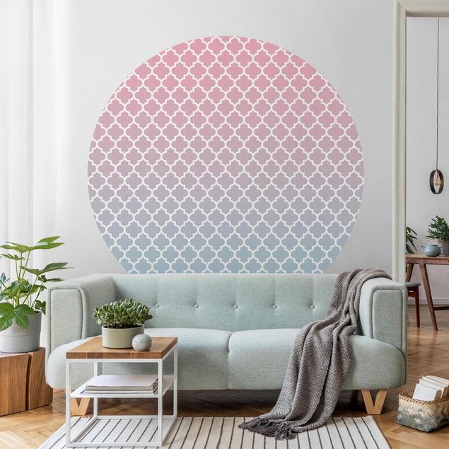 Behangcirkel Moroccan Pattern With Gradient In Pink Blue