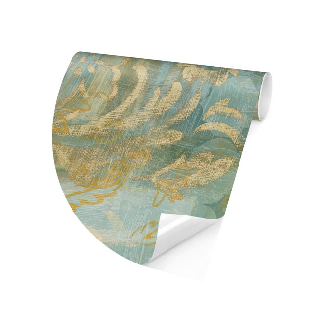 Behangcirkel Moroccan Collage In Gold And Turquoise