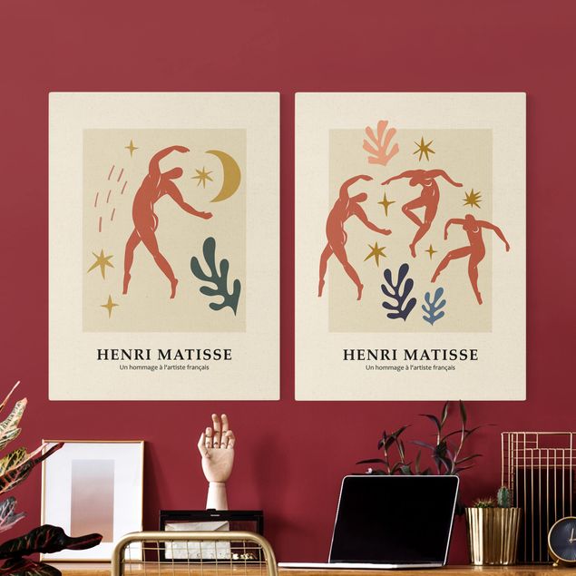 Natuurlijk canvas schilderijen - 2-delig  Matisse Homage - Dances