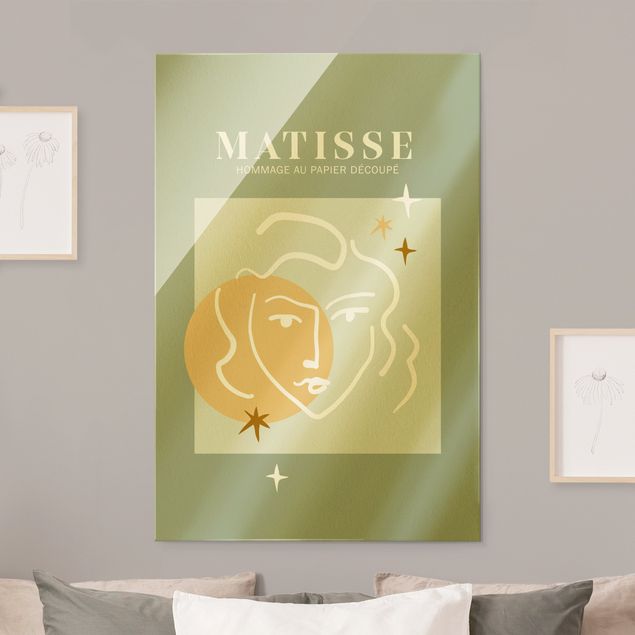 Glasschilderijen Matisse Interpretation - Face And Stars