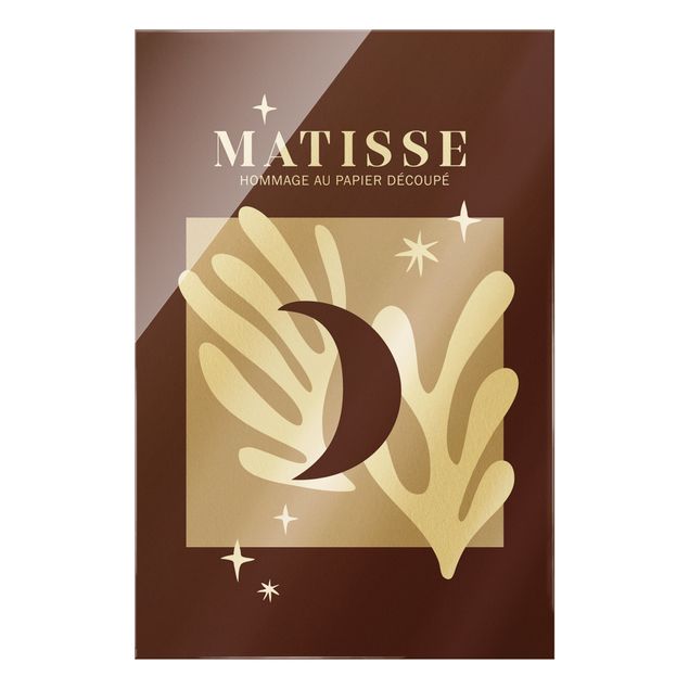 Glasschilderijen Matisse Interpretation - Moon And Stars Red