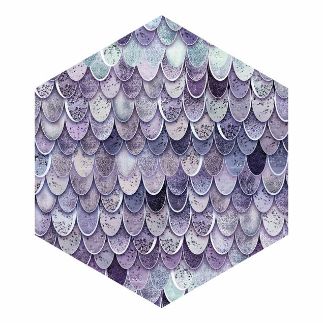 Hexagon Behang Mermaid Magic In Purple