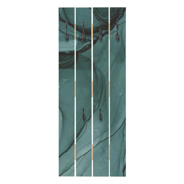 Wandgarderobe Holzpalette - Melierte Blautanne