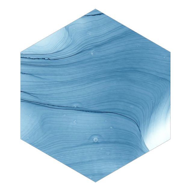 Hexagon Mustertapete selbstklebend - Meliertes Mittelblau