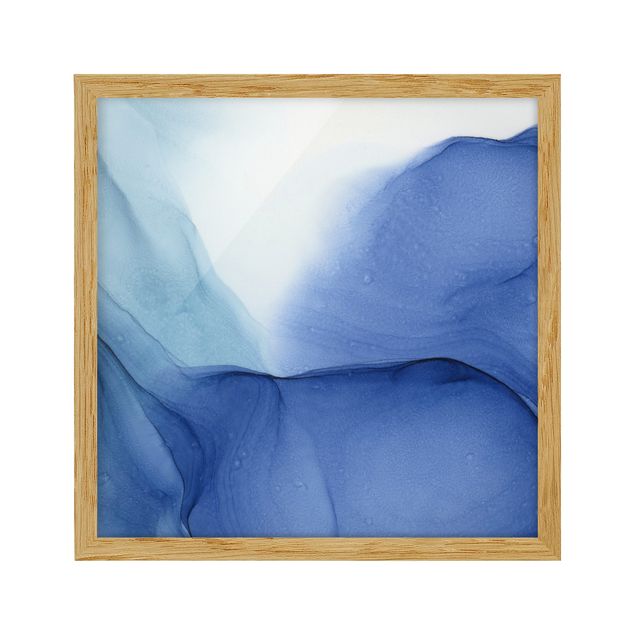 Bild mit Rahmen - Meliertes Tintenblau - Quadrat