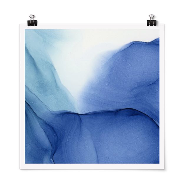 Poster - Meliertes Tintenblau - Quadrat 1:1