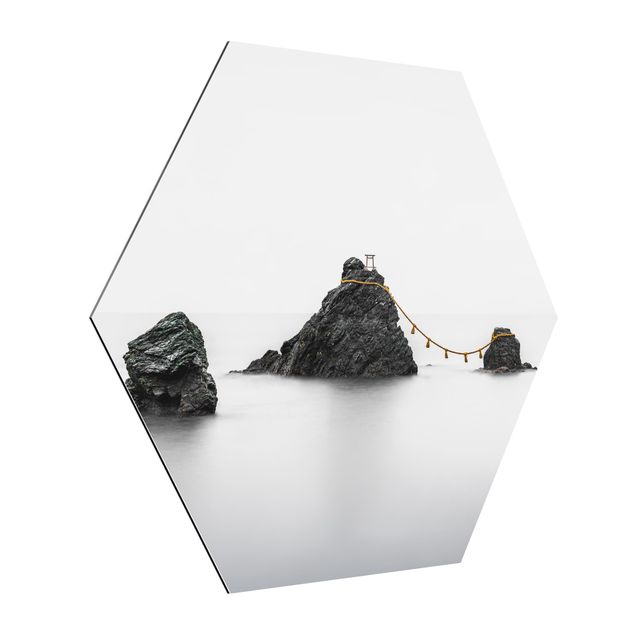 Hexagons Aluminium Dibond schilderijen Meoto Iwa -  The Married Couple Rocks
