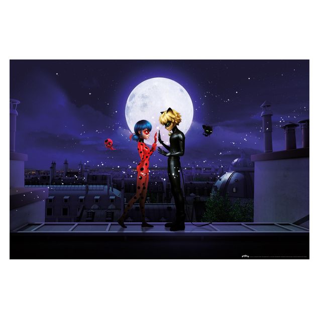 Fotobehang - Miraculous Ladybug And Cat Noir In The Moonlight