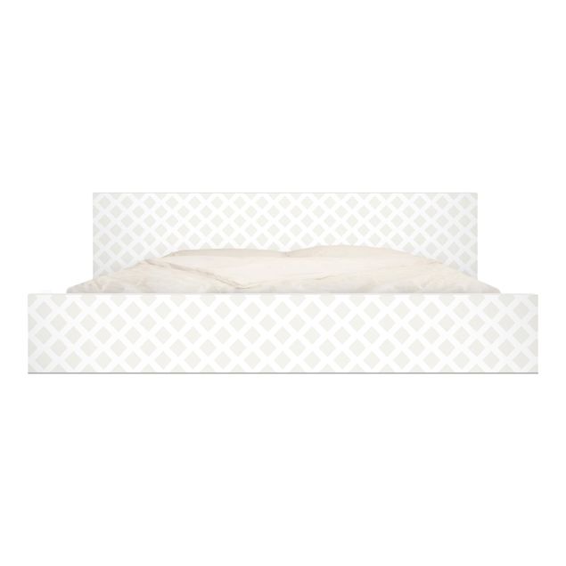 Meubelfolie IKEA Malm Bed Diamond Grid Light Beige
