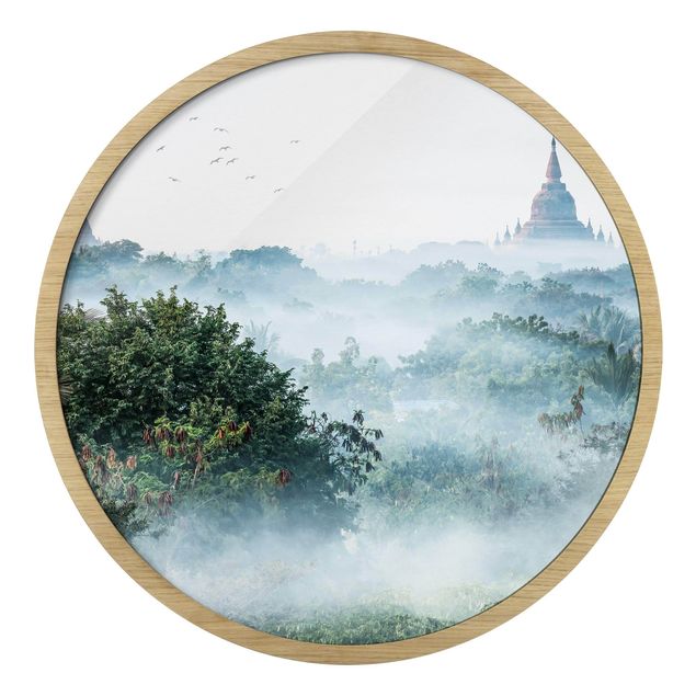 Rond schilderijen Nebbia mattutina sulla giungla di Bagan