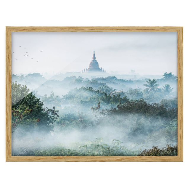 Ingelijste posters Morning Fog Over The Jungle Of Bagan
