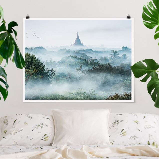 Posters Morning Fog Over The Jungle Of Bagan