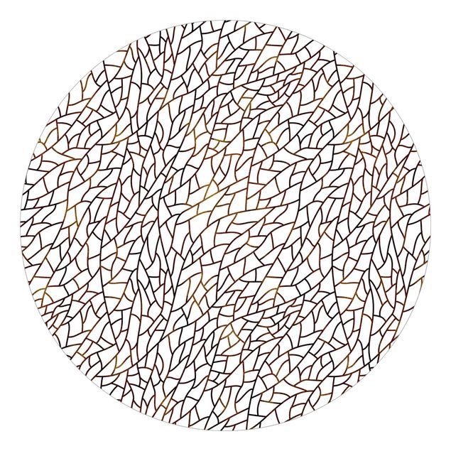 Behangcirkel Mosaic Lines Pattern Brown Gold