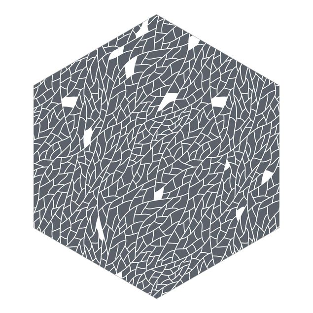 Hexagon Behang Mosaic Lines Pattern Gray Blue