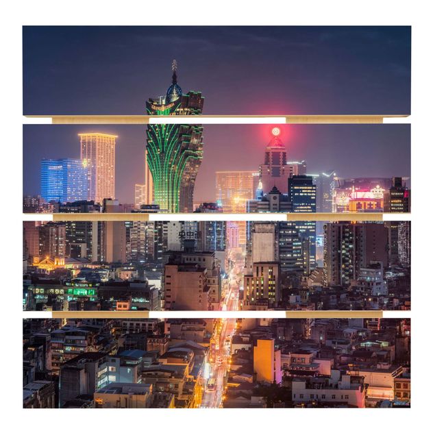 Houten schilderijen op plank Illuminated Night In Macao