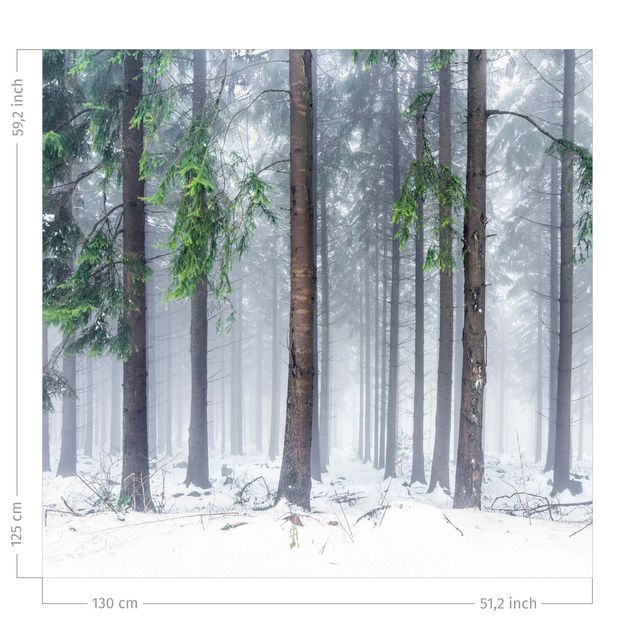 Gordijnen bos Conifers In Winter