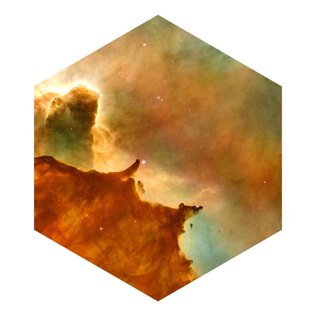 Hexagon Behang NASA Picture Orange Space Nebula