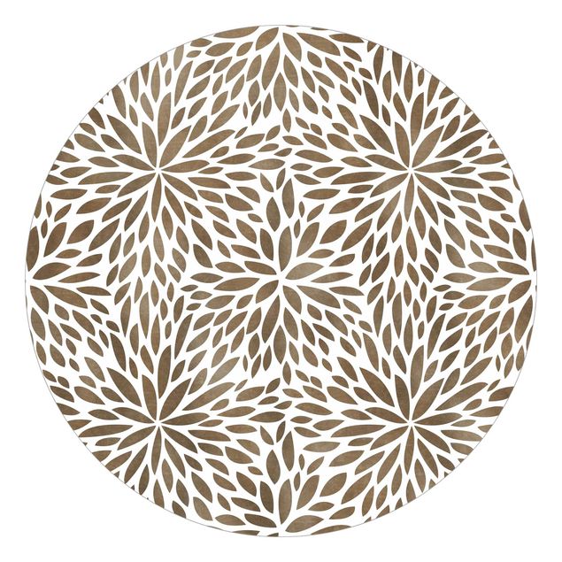 Behangcirkel Natural Pattern Flowers In Brown