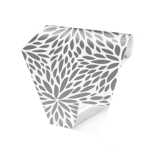 Hexagon Behang Natural Pattern Flowers In Gray